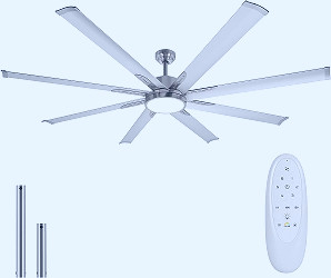 Amazon.com: 72 Inch Damp Rated DC Motor Ceiling Fan with LED  Light(2700K/3000K/3500K/4000K/5000K), Indoor Ceiling Fans for Kitchen  Living Room Basement, ETL Listed, 6-Speed Remote Control - Brushed Nickel :  Tools & Home